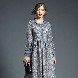 NWT Vintage style floral lace maxi dress